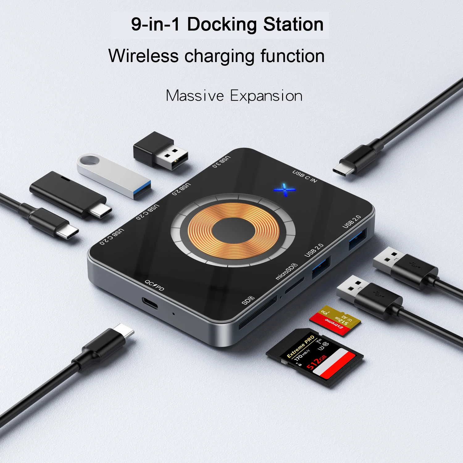 9-в-1 Usb C концентратор 5gbps Тип C док-станция 15 Вт Беспроводная Быстрая зарядка Tf/Sd кард-ридер Qc/Pd вход питания для телефона компьютера
9-в-1 Usb C концентратор 5gbps Тип C док-станция 15 Вт Беспроводная Быстрая зарядка Tf/Sd кард-ридер Qc/Pd вход питания для телефона компьютера