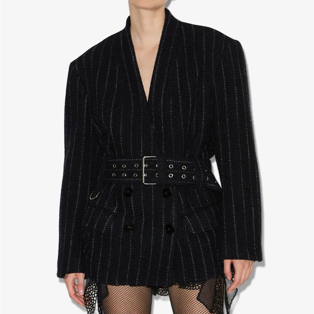 2025 зимний женский пиджак с шерстяным поясом, двубортный повседневный женский пиджак y2k, новые модные высококачественные универсальные топы, пальто 
2025 зимний женский пиджак с шерстяным поясом, двубортный повседневный женский пиджак y2k, новые модные высококачественные универсальные топы, пальто