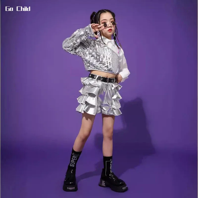 Girls Hip Hop Crop Top Sequins Silver Shorts Clothes Sets Kids Jazz Sleeves Outfits Child Streetwear Street Dance Stage Costume
Girls Hip Hop Crop Top Sequins Silver Shorts Clothes Sets Kids Jazz Sleeves Outfits Child Streetwear Street Dance Stage Costume