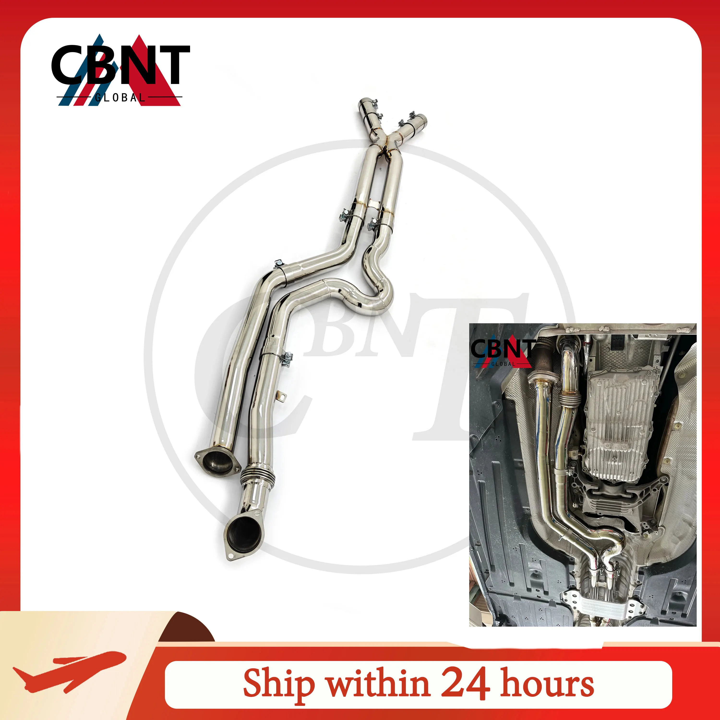 CBNT New Design Midpipe 3inch/76mm with Resonator for BMW M3 M4 G80 G82 3.0T S58 Equal Length Middle Pipes SS304 Exhaust Systems
CBNT New Design Midpipe 3inch/76mm with Resonator for BMW M3 M4 G80 G82 3.0T S58 Equal Length Middle Pipes SS304 Exhaust Systems