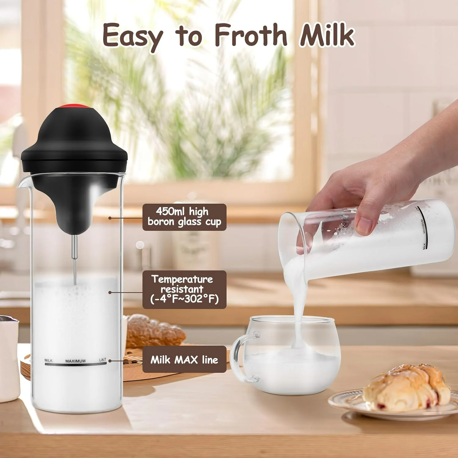 Milk Frother with Stand & Battery Operated - Coffee Frother for Cappuccino Latte Hot Chocolate - Portable Drink Mixer Whisk Mini
Milk Frother with Stand & Battery Operated - Coffee Frother for Cappuccino Latte Hot Chocolate - Portable Drink Mixer Whisk Mini