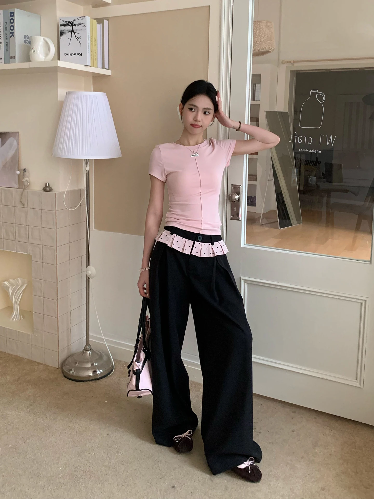 Song Zhengen Black And Pink Polka Dot Straight Leg Casual Pants Women's Summer Ruffle Korean Style Loose Drapey Wide Leg Trou...
Song Zhengen Black And Pink Polka Dot Straight Leg Casual Pants Women's Summer Ruffle Korean Style Loose Drapey Wide Leg Trou...