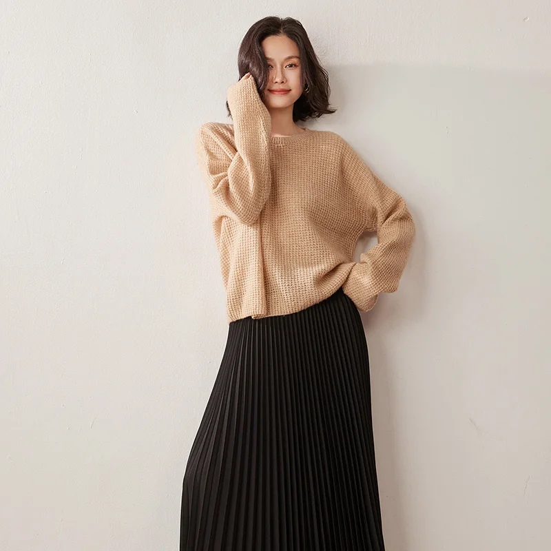 100% кашемировый свитер для женщин, пуловер с кукурузным зерном, блестящий шелковый свитер, универсальная свободная трикотажная рубашка с круглым вырезом для женщин
100% кашемировый свитер для женщин, пуловер с кукурузным зерном, блестящий шелковый свитер, универсальная свободная трикотажная рубашка с круглым вырезом для женщин