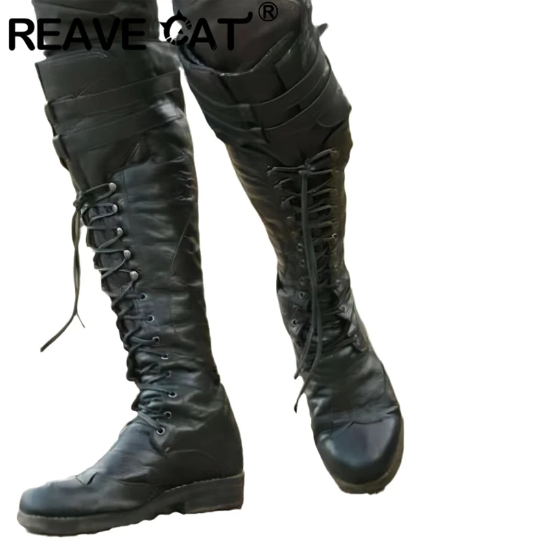 REAVE CAT 2025 Женские сапоги для верховой езды с круглым носком и низким каблуком на шнуровке с пряжками на ремне, большой размер 45, 46 47 48 Женские сапоги до колена для отдыха
REAVE CAT 2025 Женские сапоги для верховой езды с круглым носком и низким каблуком на шнуровке с пряжками на ремне, большой размер 45, 46 47 48 Женские сапоги до колена для отдыха