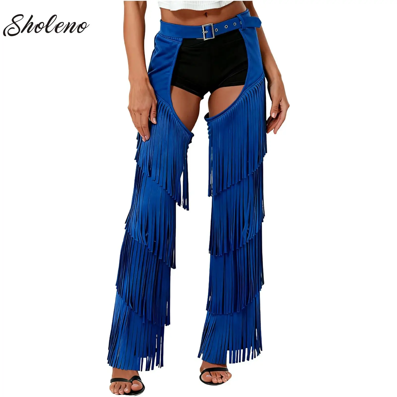 Womens Cow Spot Flannel Pants Halloween Cowboy Chaps Cosplay Costume Tassel Open Crotch Western Cowgirl Trousers for Riding
Womens Cow Spot Flannel Pants Halloween Cowboy Chaps Cosplay Costume Tassel Open Crotch Western Cowgirl Trousers for Riding