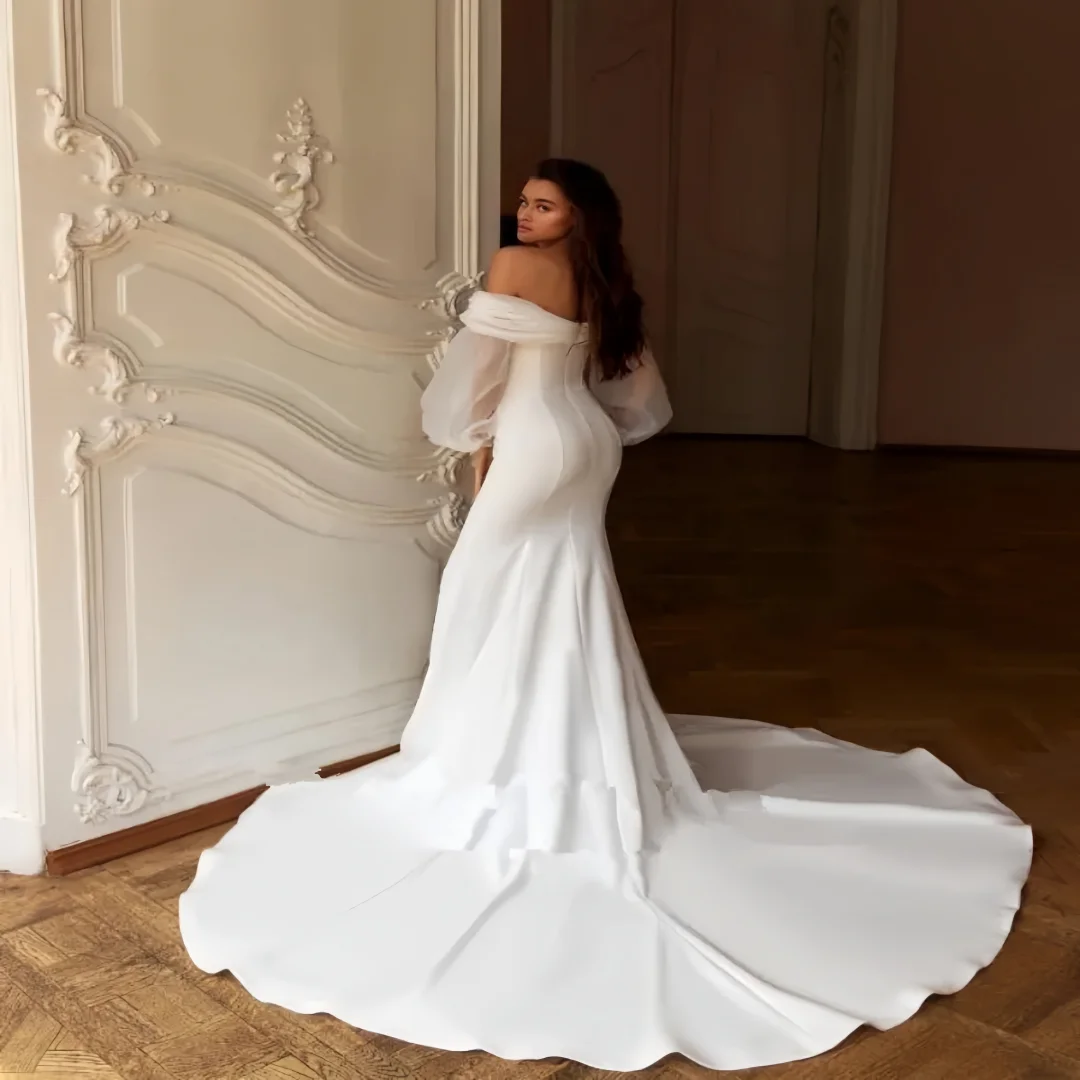 Customized Elegant Sweetheart Party Wedding Dress Mermaid Long Sleeve White Off The Shoulder Bridal Gown Train Vestido De Novia
Customized Elegant Sweetheart Party Wedding Dress Mermaid Long Sleeve White Off The Shoulder Bridal Gown Train Vestido De Novia