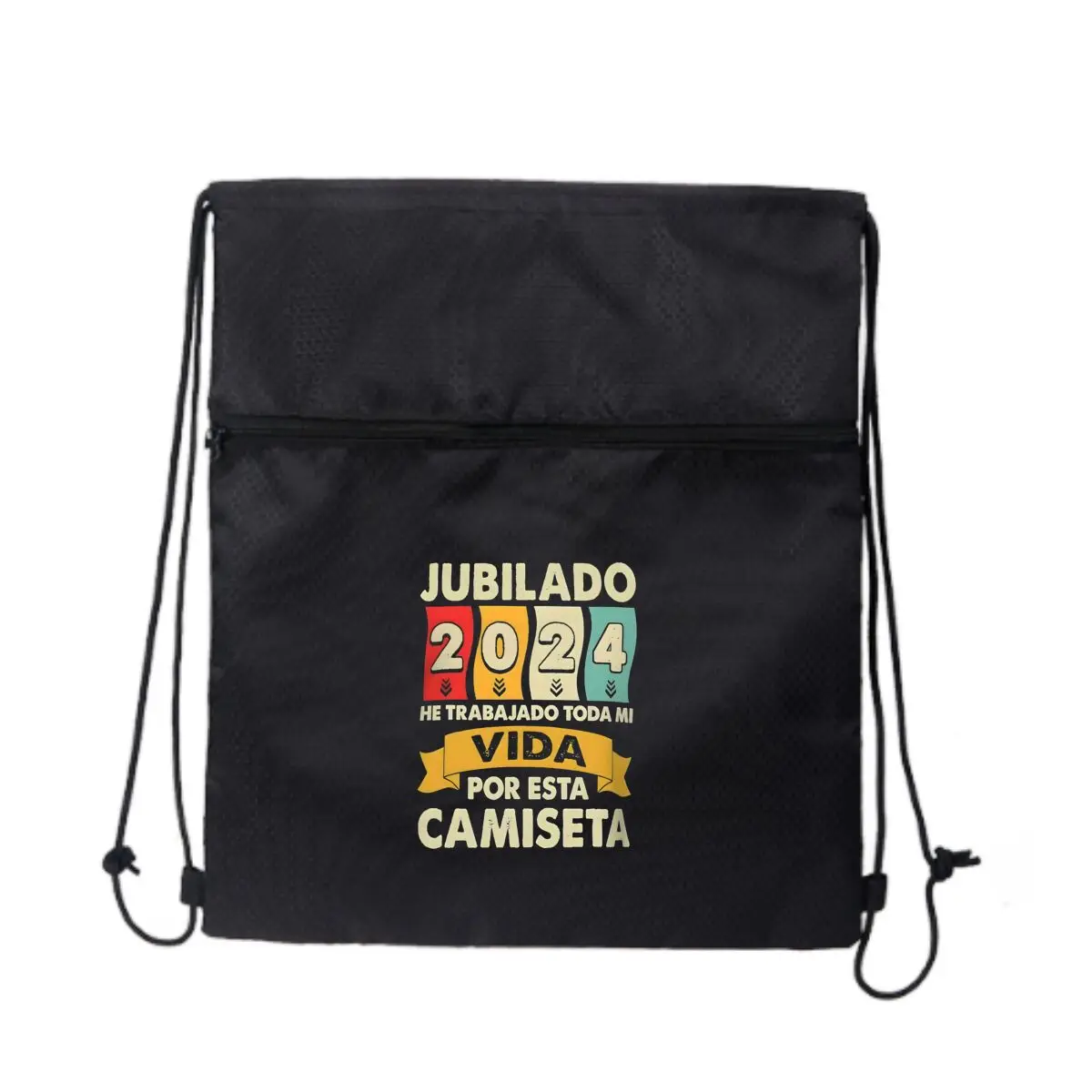 Jubilado 2024, культурный испанский текст, художественный дизайн, черная уличная сумка для фитнеса на молнии на шнурке, вмещает тренировочное снаряжение
Jubilado 2024, культурный испанский текст, художественный дизайн, черная уличная сумка для фитнеса на молнии на шнурке, вмещает тренировочное снаряжение