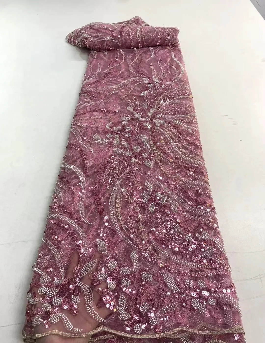Luxury African Lace Fabric Embroidery Fabrics For Wedding Party Dress Beaded Tulle Lace Pink Sequin Lace Fabric With Beads 5Yard
Luxury African Lace Fabric Embroidery Fabrics For Wedding Party Dress Beaded Tulle Lace Pink Sequin Lace Fabric With Beads 5Yard