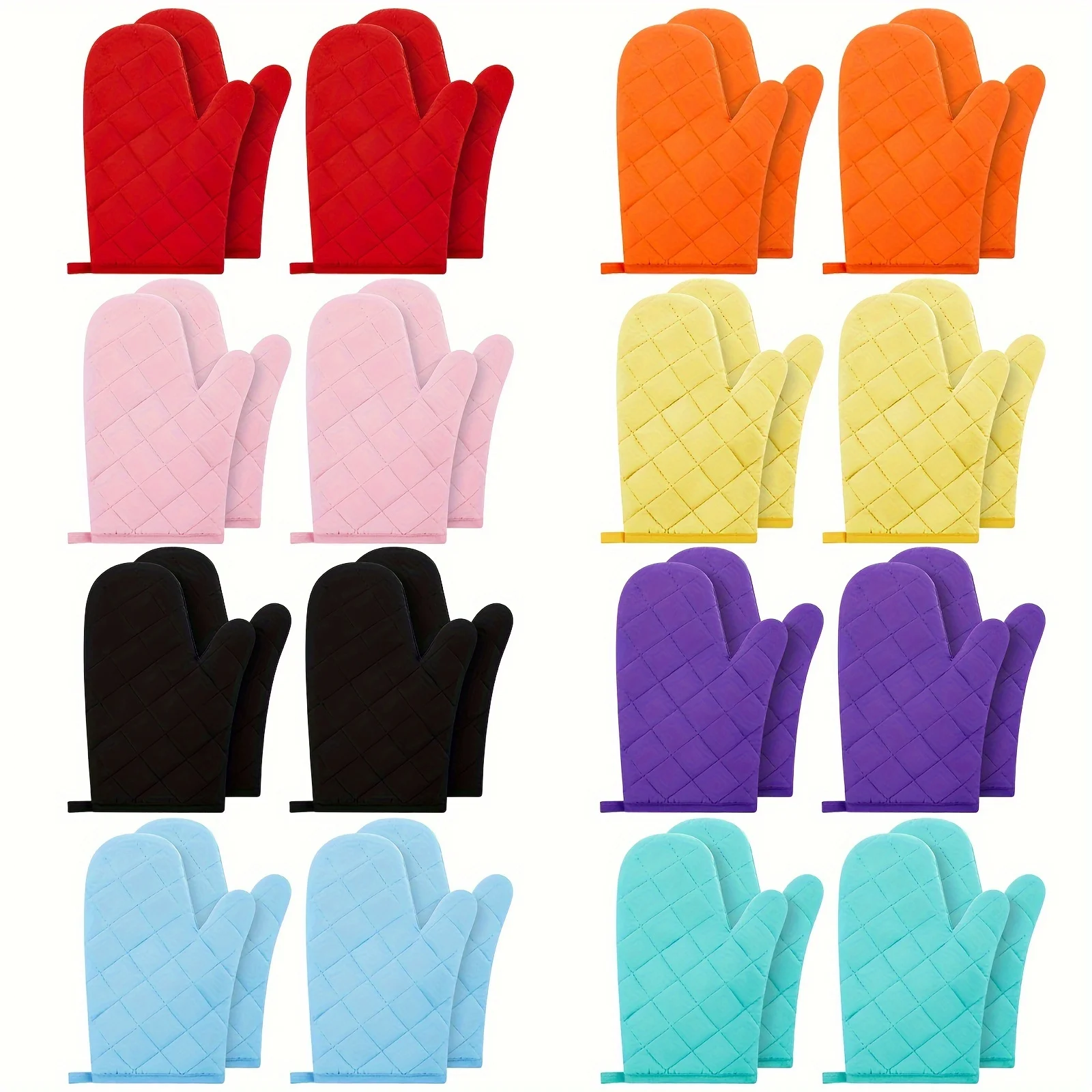 16 Pairs Oven Mitts Heat Resistant Kitchen Oven Gloves Cotton And Polyester Quilted Kitchen Mittens Baking Gloves For Cooking Grilling BBQ Picnic, 11 Inch, 8 Colors
16 Pairs Oven Mitts Heat Resistant Kitchen Oven Gloves Cotton And Polyester Quilted Kitchen Mittens Baking Gloves For Cooking Grilling BBQ Picnic, 11 Inch, 8 Colors