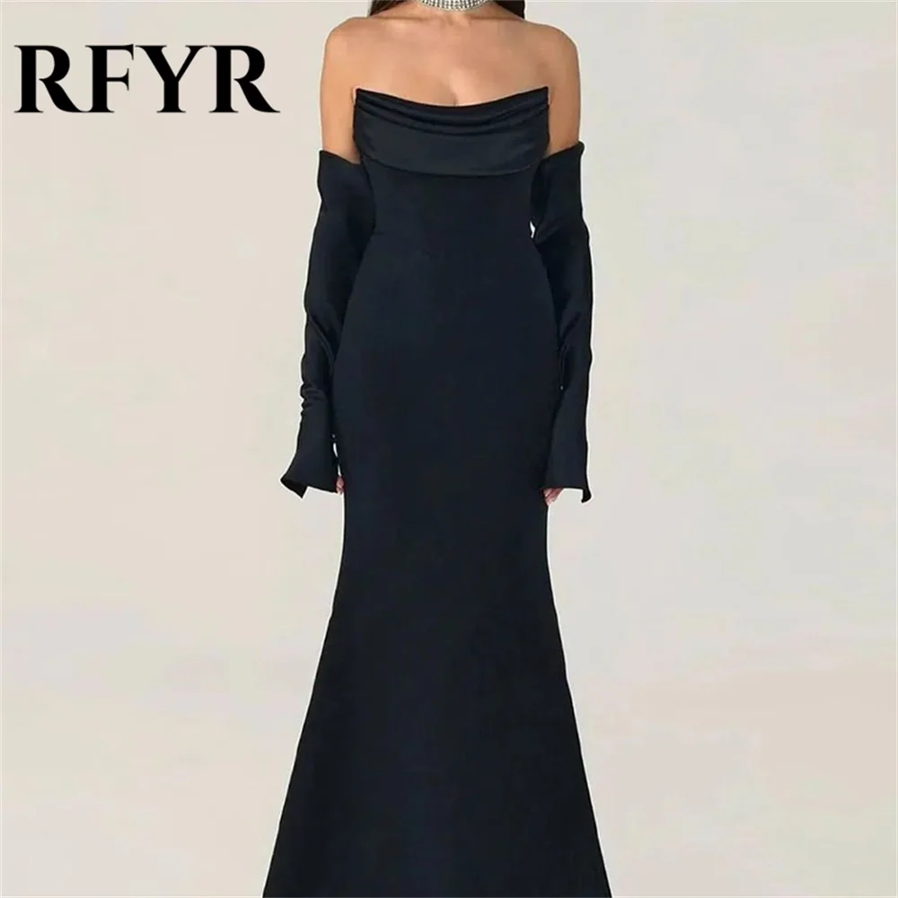 RFYR Black Saudi Arabia Off the Shoulder Evening Dresses Mermaid Prom Gown Elegant Satin Formal Occasion Long Dress Customized
RFYR Black Saudi Arabia Off the Shoulder Evening Dresses Mermaid Prom Gown Elegant Satin Formal Occasion Long Dress Customized