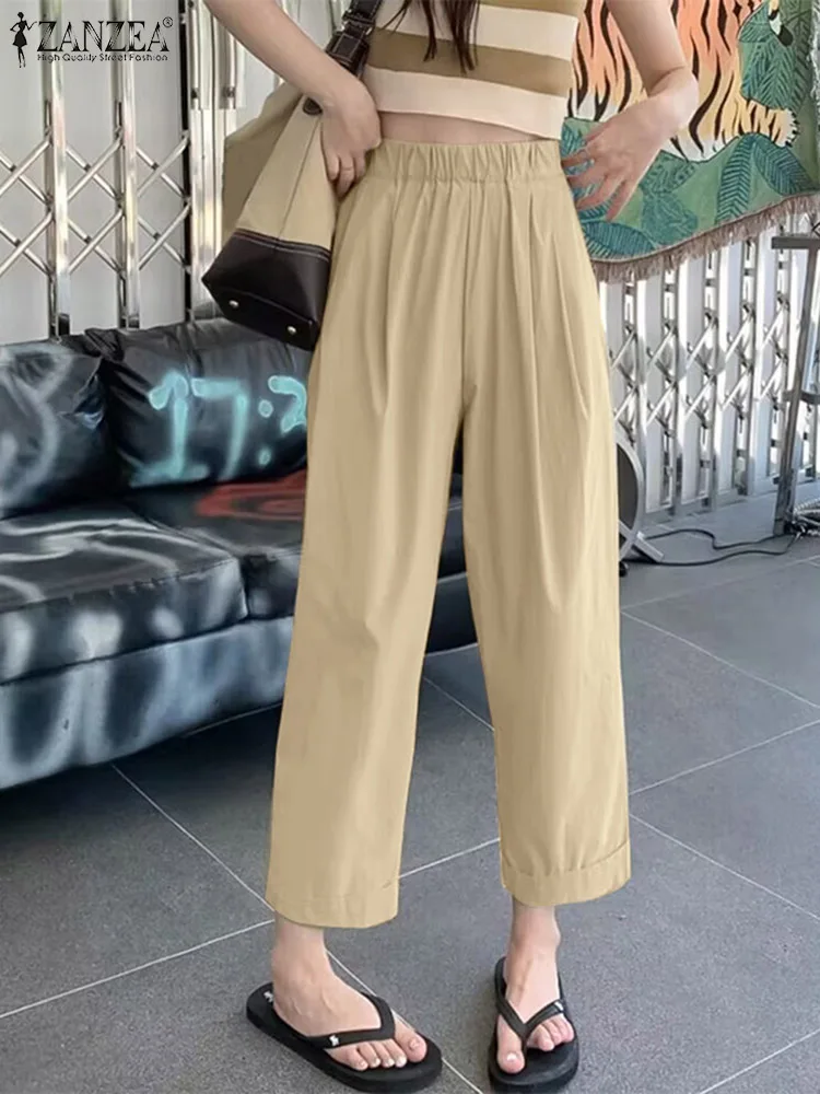 ZANZEA Casual Loose Solid Color Palazzo Women Elastic Waist Pants Pants 2024 Summer Pocket Cropped Trousers Straight Pantalons
ZANZEA Casual Loose Solid Color Palazzo Women Elastic Waist Pants Pants 2024 Summer Pocket Cropped Trousers Straight Pantalons
