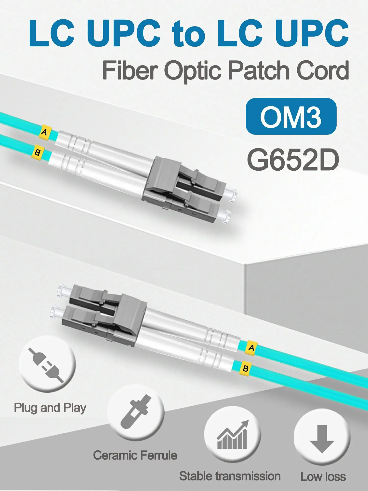 LC UPC OM3 Fiber Optical Patch Jumper 3.0mm Multimode Cable Cord Duplex 1m 3m 5m PVC SM 1310/1550nm FTTH
LC UPC OM3 Fiber Optical Patch Jumper 3.0mm Multimode Cable Cord Duplex 1m 3m 5m PVC SM 1310/1550nm FTTH