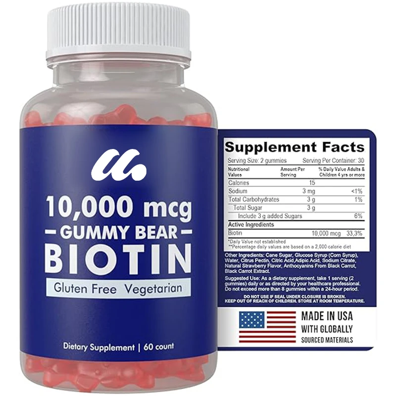 Bio vegetarian gummies, gluten free, natural gummies, bear hair vitamins, suitable for men and women -60 pills
Bio vegetarian gummies, gluten free, natural gummies, bear hair vitamins, suitable for men and women -60 pills