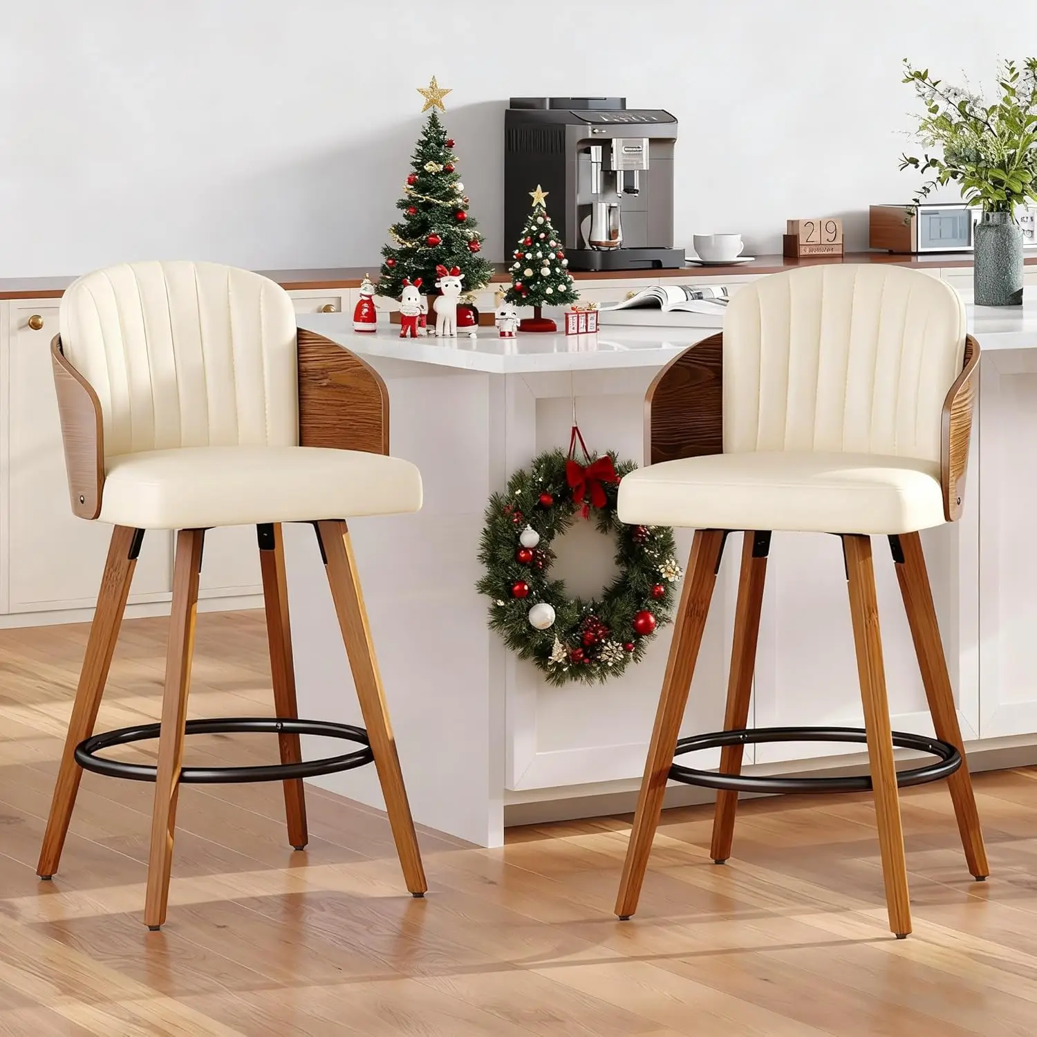 Набор из 2 барных стульев высотой, спинка и подлокотники из орехового дерева, бежевое сиденье с мягкой обивкой для кухонного острова
Набор из 2 барных стульев высотой, спинка и подлокотники из орехового дерева, бежевое сиденье с мягкой обивкой для кухонного острова