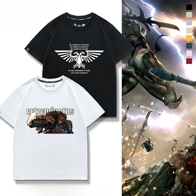 Warhammer 40000 Cartoon Anime Game Peripheral Cotton Printed T-Shirt Holiday Gift Creative Loose Short Sleeve Wholesale
Warhammer 40000 Cartoon Anime Game Peripheral Cotton Printed T-Shirt Holiday Gift Creative Loose Short Sleeve Wholesale