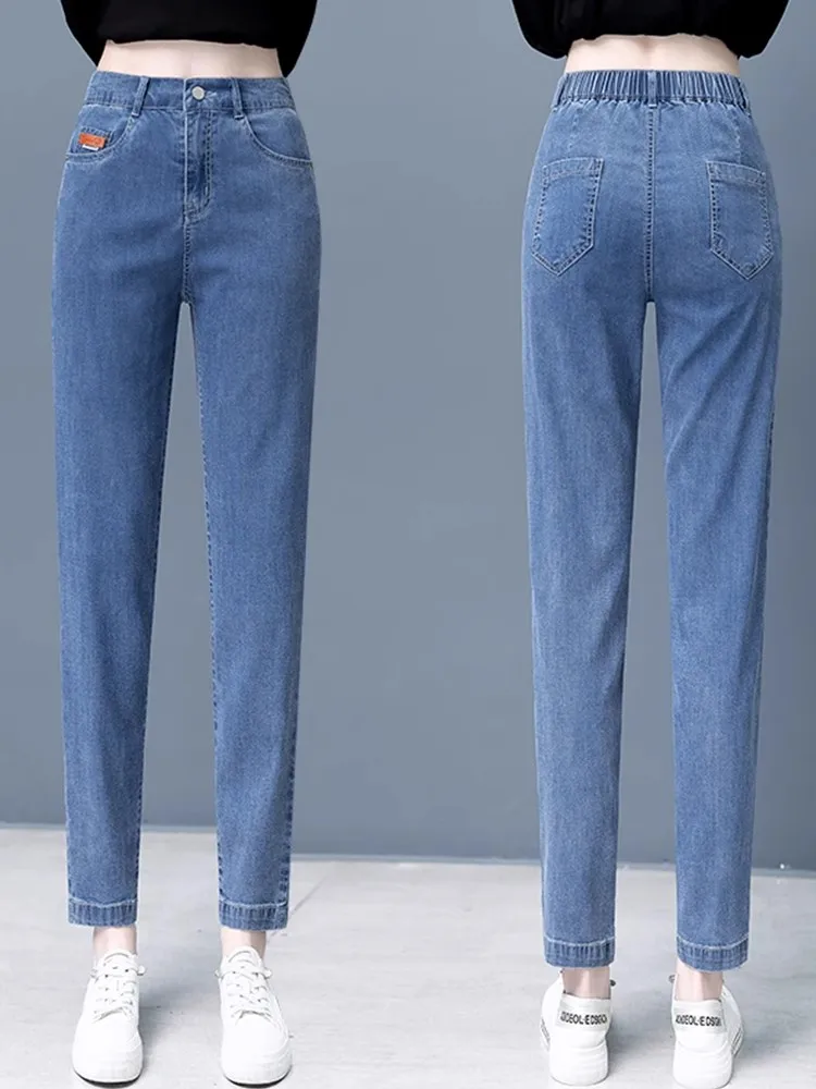 Женские джинсы-шаровары из денима, свободные, тонкие, с высокой талией, утягивающие, длинные брюки, весна-осень, темные и светлые оттенки
Женские джинсы-шаровары из денима, свободные, тонкие, с высокой талией, утягивающие, длинные брюки, весна-осень, темные и светлые оттенки