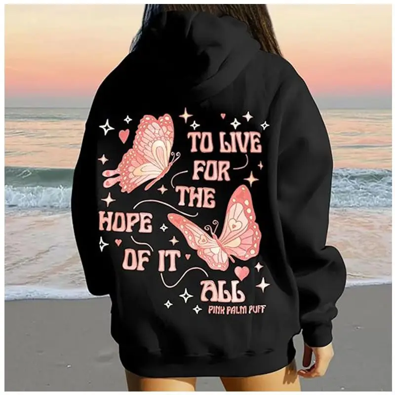 2025 Cross-border European Size Women's To Live for The Hope Printed Off-the-shoulder Sleeve Threaded Hoodie 
2025 Cross-border European Size Women's To Live for The Hope Printed Off-the-shoulder Sleeve Threaded Hoodie