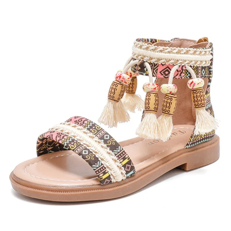 Children's Roman Shoes Girls' Sandals Summer 2024 New Soft Sole Ethnic Style Retro Student Kids Beach Shoes
Children's Roman Shoes Girls' Sandals Summer 2024 New Soft Sole Ethnic Style Retro Student Kids Beach Shoes