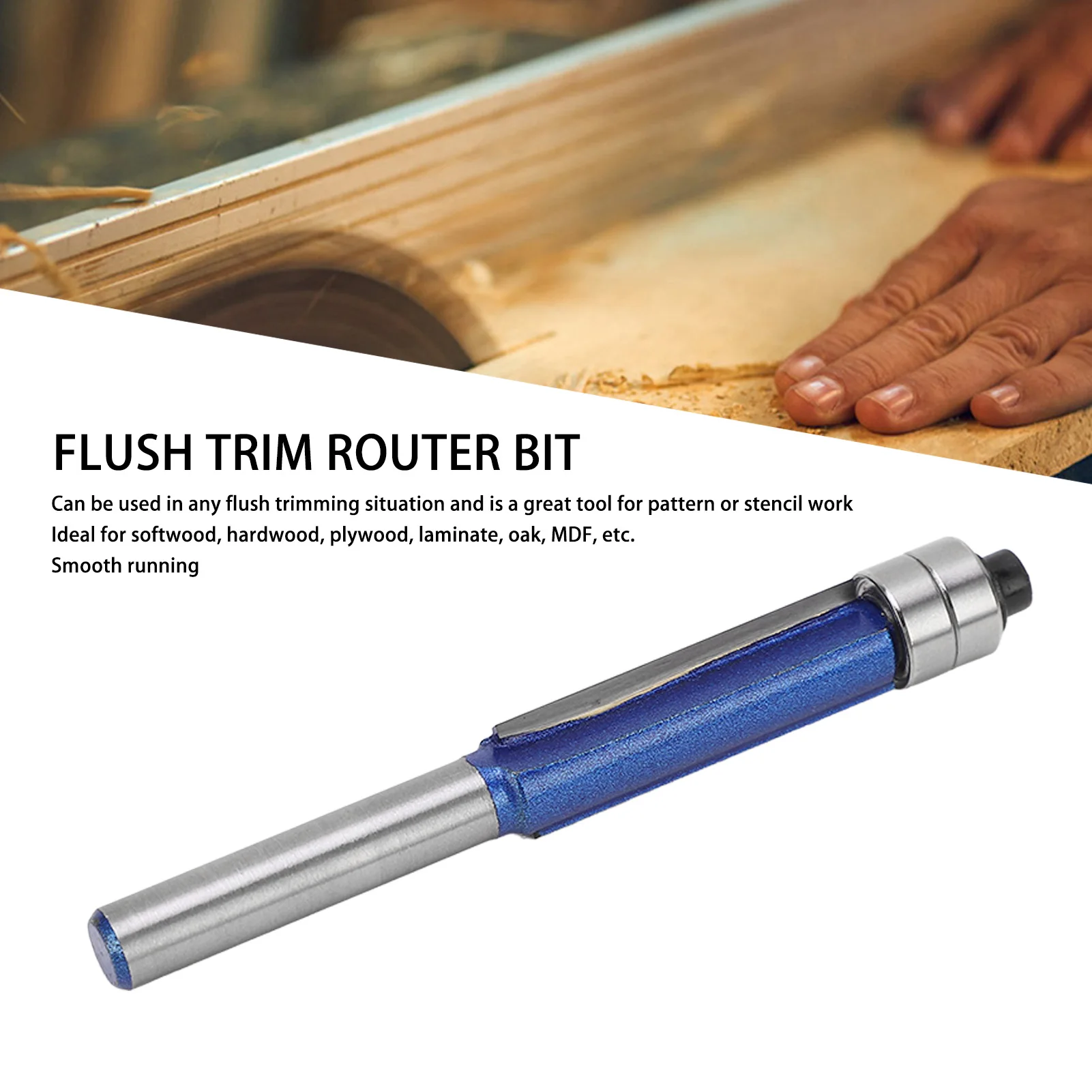 1/4in Shank Flush Trim Router Bit End Mill Top Double Bearing Milling Flush Trim Router Bit
1/4in Shank Flush Trim Router Bit End Mill Top Double Bearing Milling Flush Trim Router Bit
