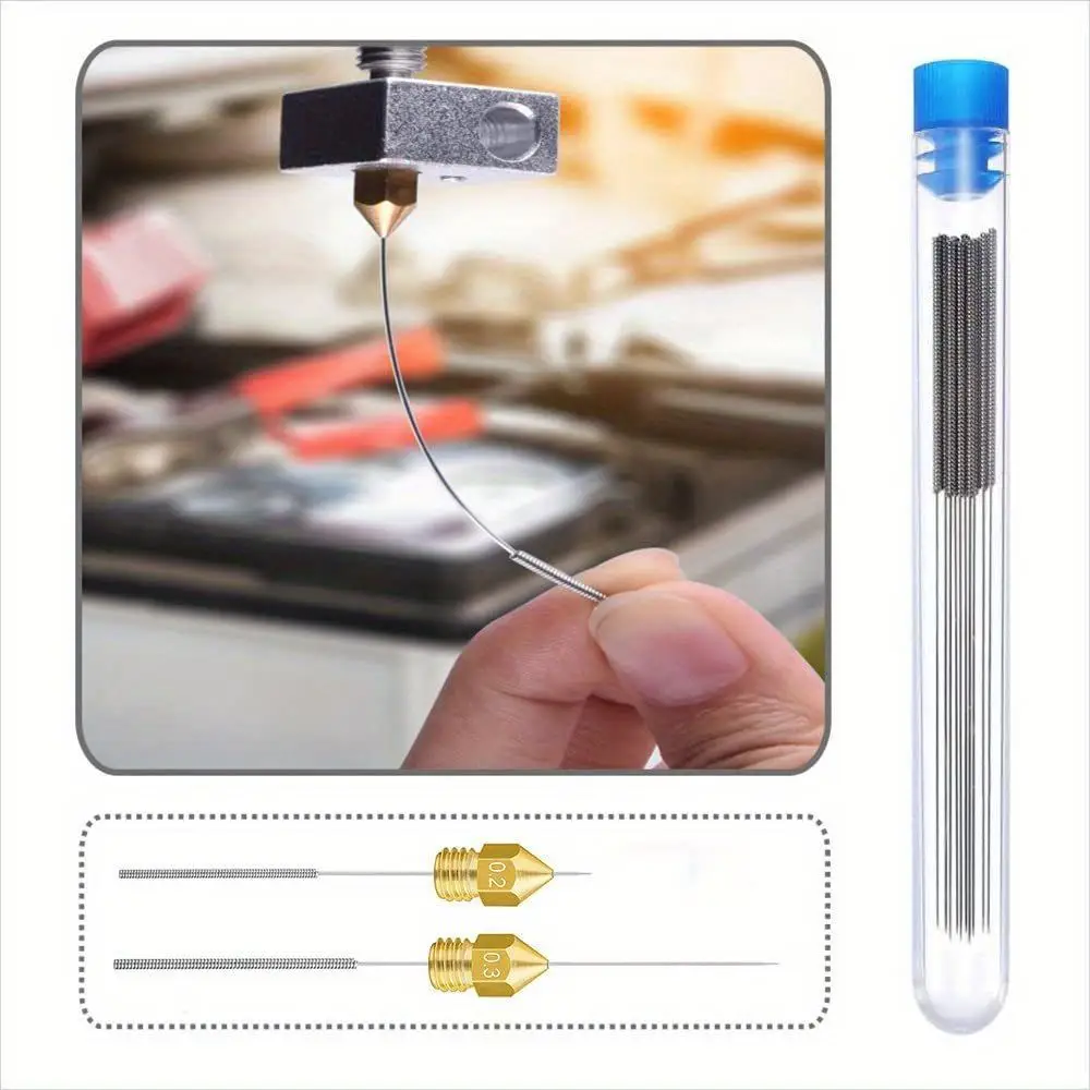 10Pcs 3D Printer Nozzle Cleaning Kit Cleaner Tool 0.2/0.25/0.3/0.35/0.4mm Needles for Unclog Tool 3D Printers Accessories
10Pcs 3D Printer Nozzle Cleaning Kit Cleaner Tool 0.2/0.25/0.3/0.35/0.4mm Needles for Unclog Tool 3D Printers Accessories