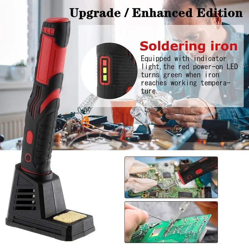 480℃ Wireless Soldering Iron Portable Iron with LED Light Set Lithium Battery Soldering Kit USB Rechargeable
480℃ Wireless Soldering Iron Portable Iron with LED Light Set Lithium Battery Soldering Kit USB Rechargeable
