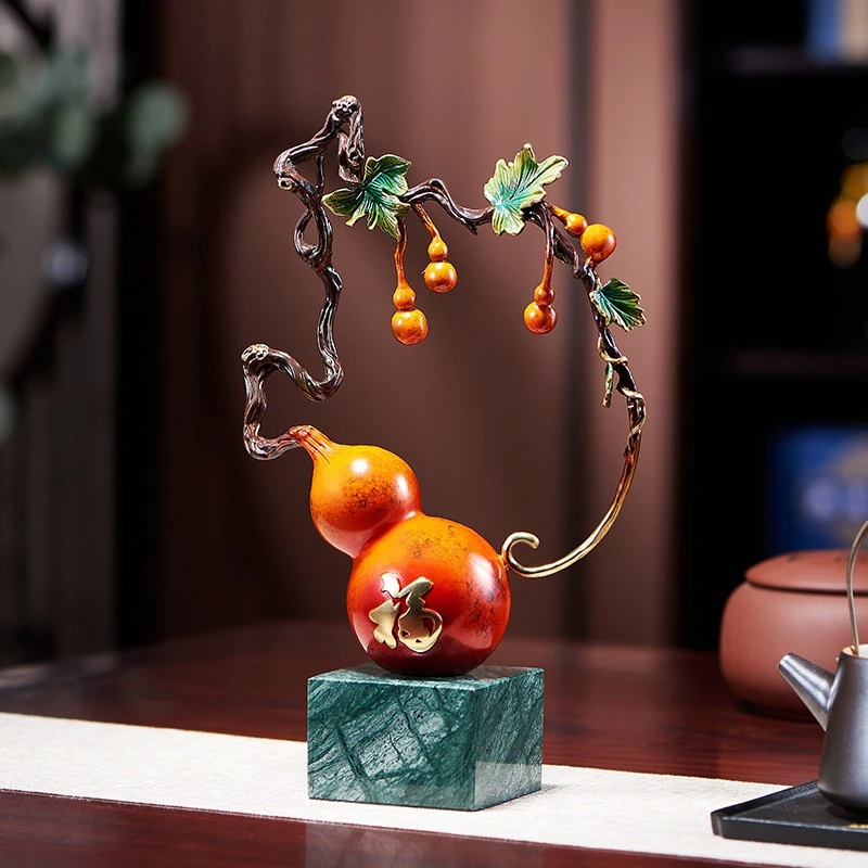Wufu Linmen copper gourd lucky ornament, new Chinese copper decoration in the entrance of the living room
Wufu Linmen copper gourd lucky ornament, new Chinese copper decoration in the entrance of the living room