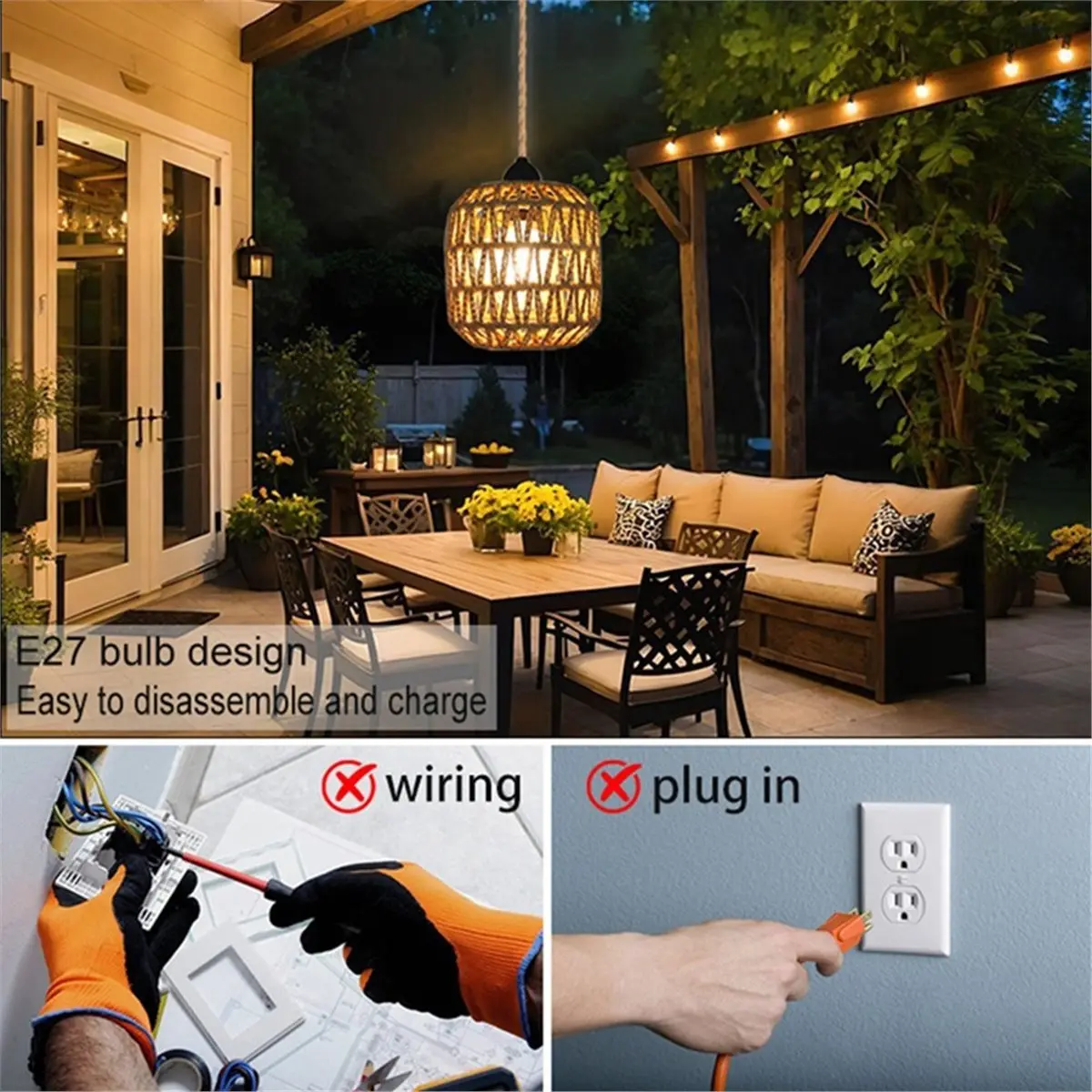 Y69A Комплект из 2 подвесных светильников на батарейках, плетеные из ротанга, для беседки, перголы, веранды, для декора внутри и снаружи помещений
Y69A Комплект из 2 подвесных светильников на батарейках, плетеные из ротанга, для беседки, перголы, веранды, для декора внутри и снаружи помещений