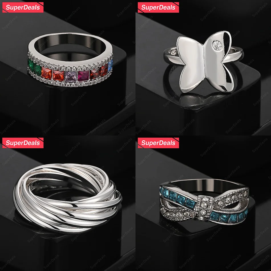 SuperDeals 925 Sterling Silver Butterfly 10 Circle Classic Zircon Round Ring Women Fashion Luxury Jewelry Charm Engagement Party
SuperDeals 925 Sterling Silver Butterfly 10 Circle Classic Zircon Round Ring Women Fashion Luxury Jewelry Charm Engagement Party