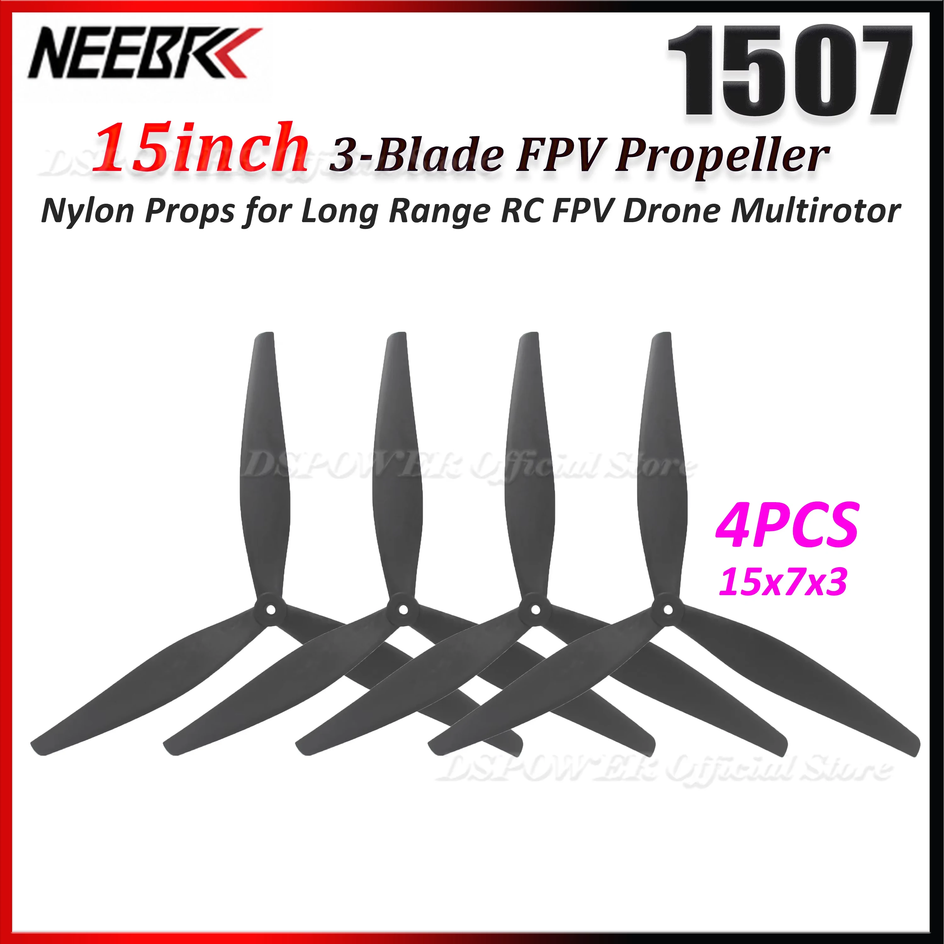 NEEBRC 1507 15inch 3-Blade Nylon Propeller 15x7x3 for 4218 Motor Long Range RC Freestyle FPV Drone Cinelifter Multirotor Parts
NEEBRC 1507 15inch 3-Blade Nylon Propeller 15x7x3 for 4218 Motor Long Range RC Freestyle FPV Drone Cinelifter Multirotor Parts
