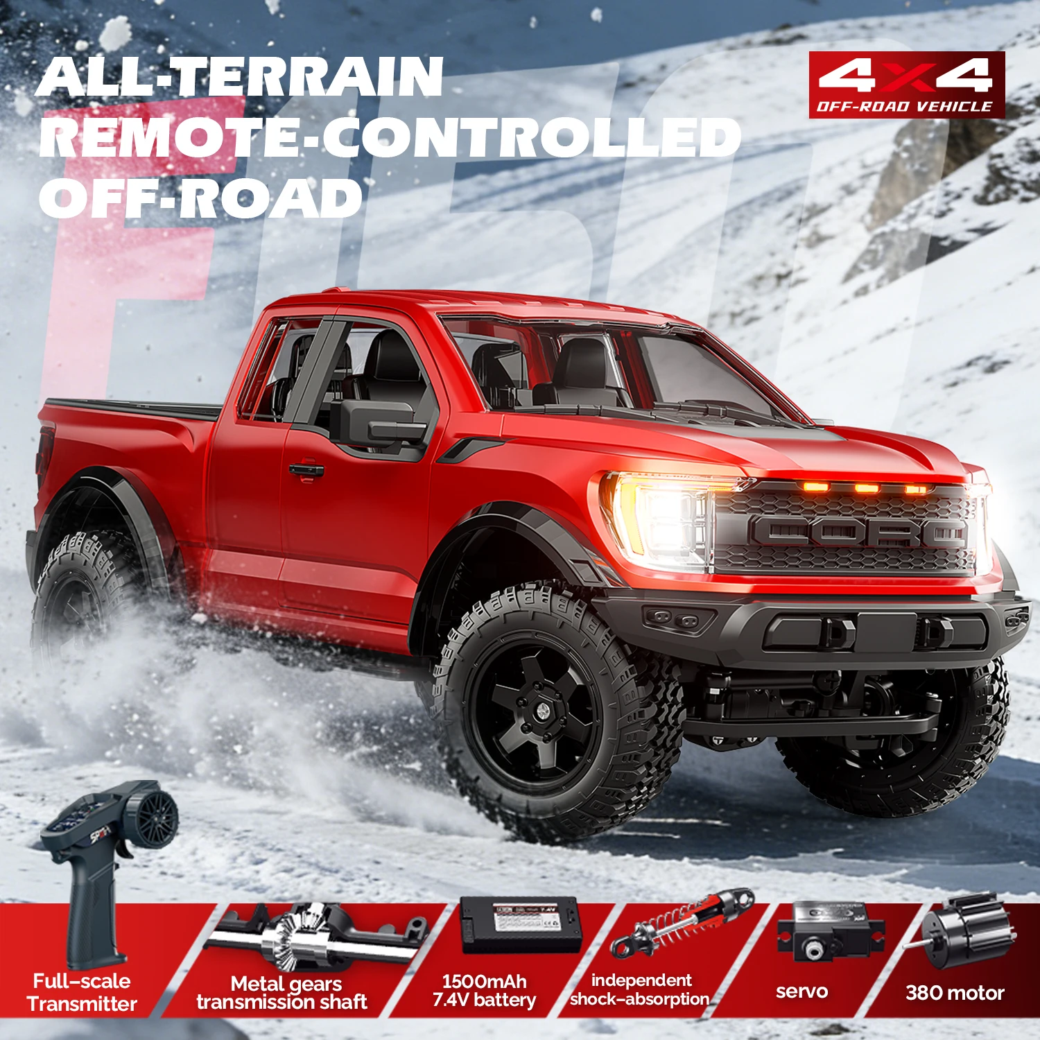 HX New F-150 Raptor 1:12 Large Scale 4WD Off-Road Vehicle Pickup Truck Remote Control Model Car RC Climbing Car Toy F150 Raptor
HX New F-150 Raptor 1:12 Large Scale 4WD Off-Road Vehicle Pickup Truck Remote Control Model Car RC Climbing Car Toy F150 Raptor
