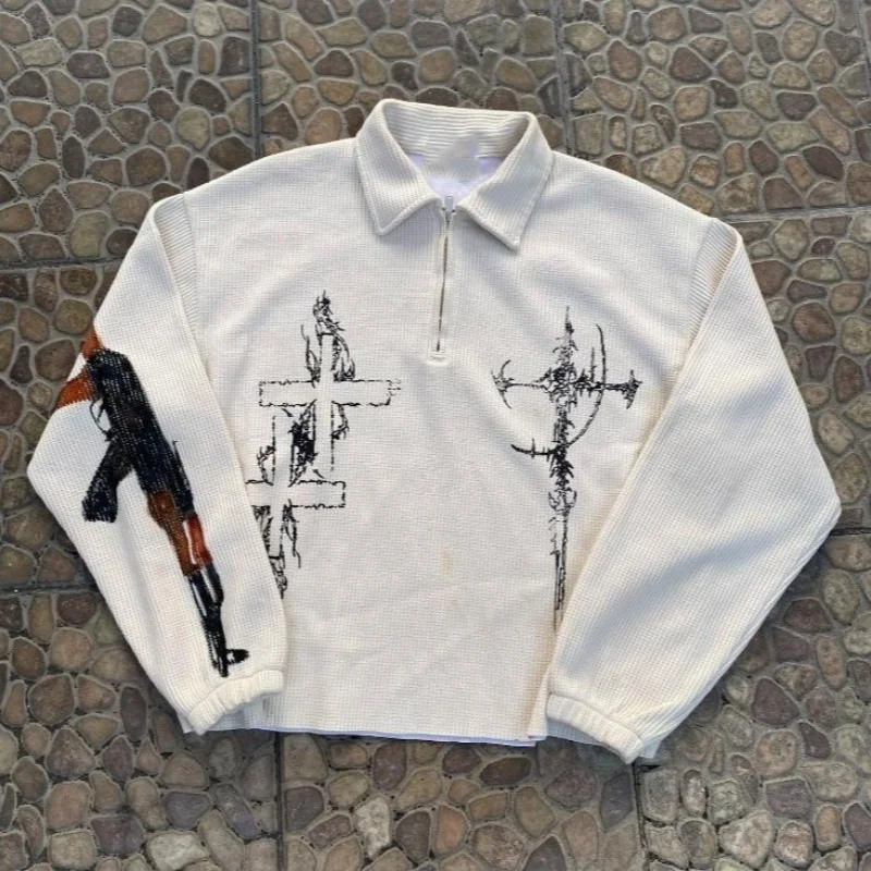Street style personalized zipper autumn European and American round neck new waffle top stand up collar hoodie
Street style personalized zipper autumn European and American round neck new waffle top stand up collar hoodie