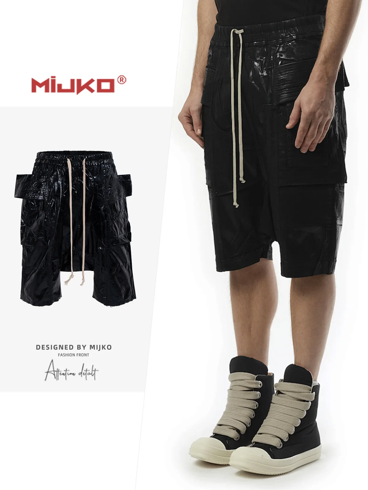 MIJKO Men's and Women's Spring Summer New Brushed Wax Double Ring Drop Crotch Denim Shorts Unisex with Drawstring Waist ZJ136
MIJKO Men's and Women's Spring Summer New Brushed Wax Double Ring Drop Crotch Denim Shorts Unisex with Drawstring Waist ZJ136