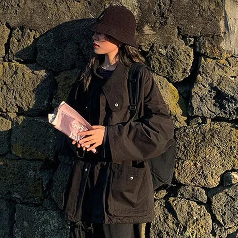 Autumn Black Basic Cargo Jackets Women Loose Casual Long Sleeves Mujer Coats Bf Korean Fashion Streetwear Lady Outwear New
Autumn Black Basic Cargo Jackets Women Loose Casual Long Sleeves Mujer Coats Bf Korean Fashion Streetwear Lady Outwear New