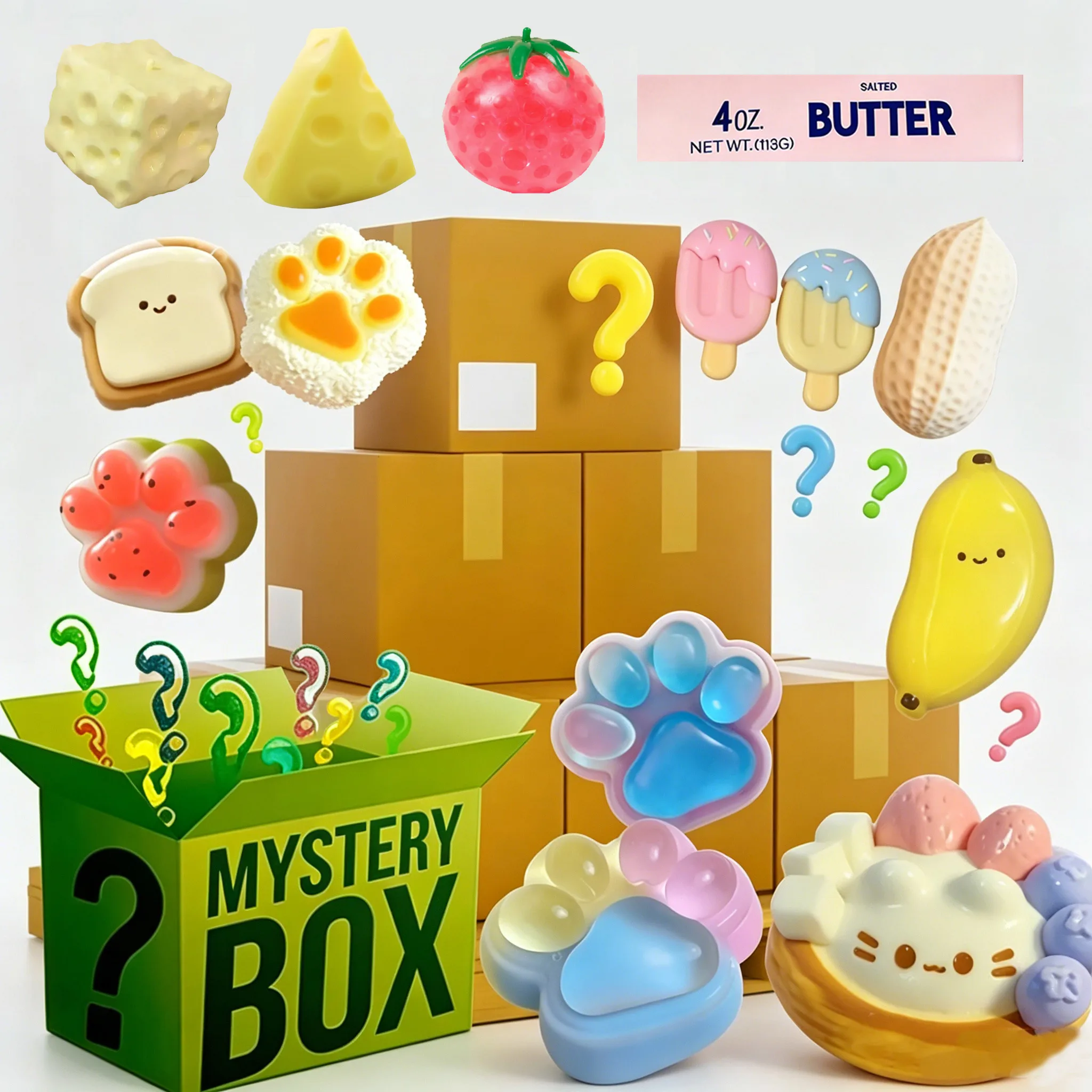 Surpris Blind Box Mystery Kawaii Cat Paw Mochi Squishy, Simulated Food Fidget Toy Cute Squeeze Foot Toy Antistress Stress-Relief
Surpris Blind Box Mystery Kawaii Cat Paw Mochi Squishy, Simulated Food Fidget Toy Cute Squeeze Foot Toy Antistress Stress-Relief