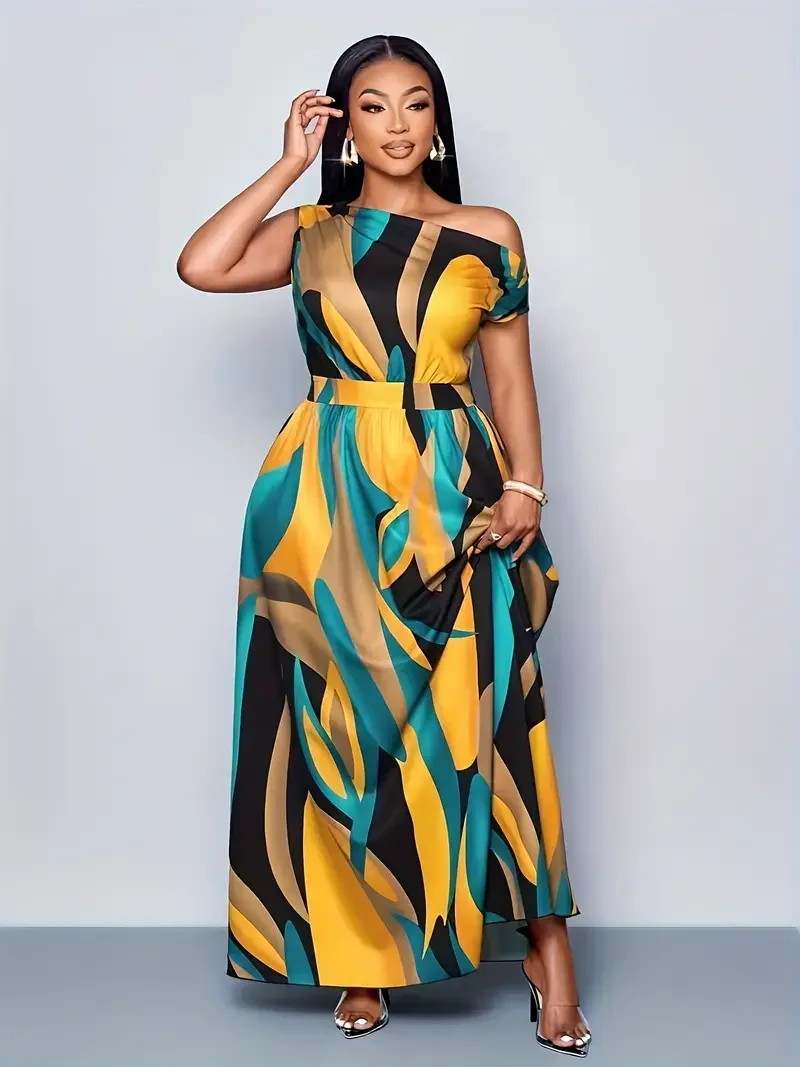 Женское летнее платье больших размеров с принтом тропических листьев на одно плечо
Женское летнее платье больших размеров с принтом тропических листьев на одно плечо