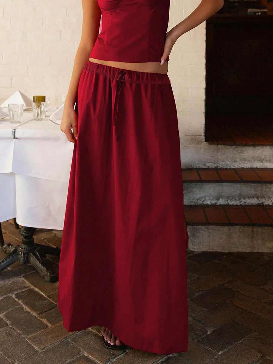 Women Casual Solid Color Elastic Drawstring A-Line Skirt Summer Long Skirt for Beach Vacation Club Streetwear
Women Casual Solid Color Elastic Drawstring A-Line Skirt Summer Long Skirt for Beach Vacation Club Streetwear