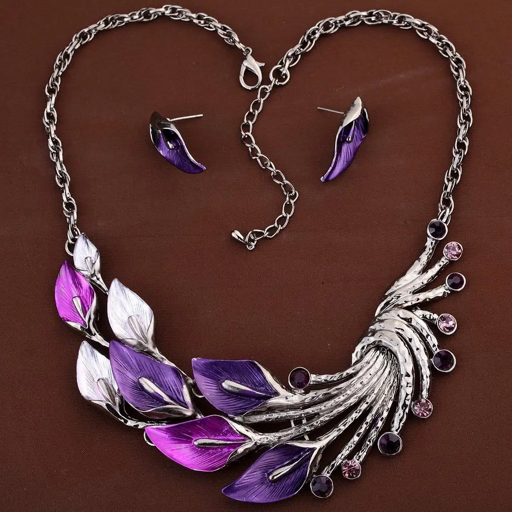 Ethnic Style Silver Peacock Crystal Chunky Bib Earrings Necklace Set Wedding Party
Ethnic Style Silver Peacock Crystal Chunky Bib Earrings Necklace Set Wedding Party