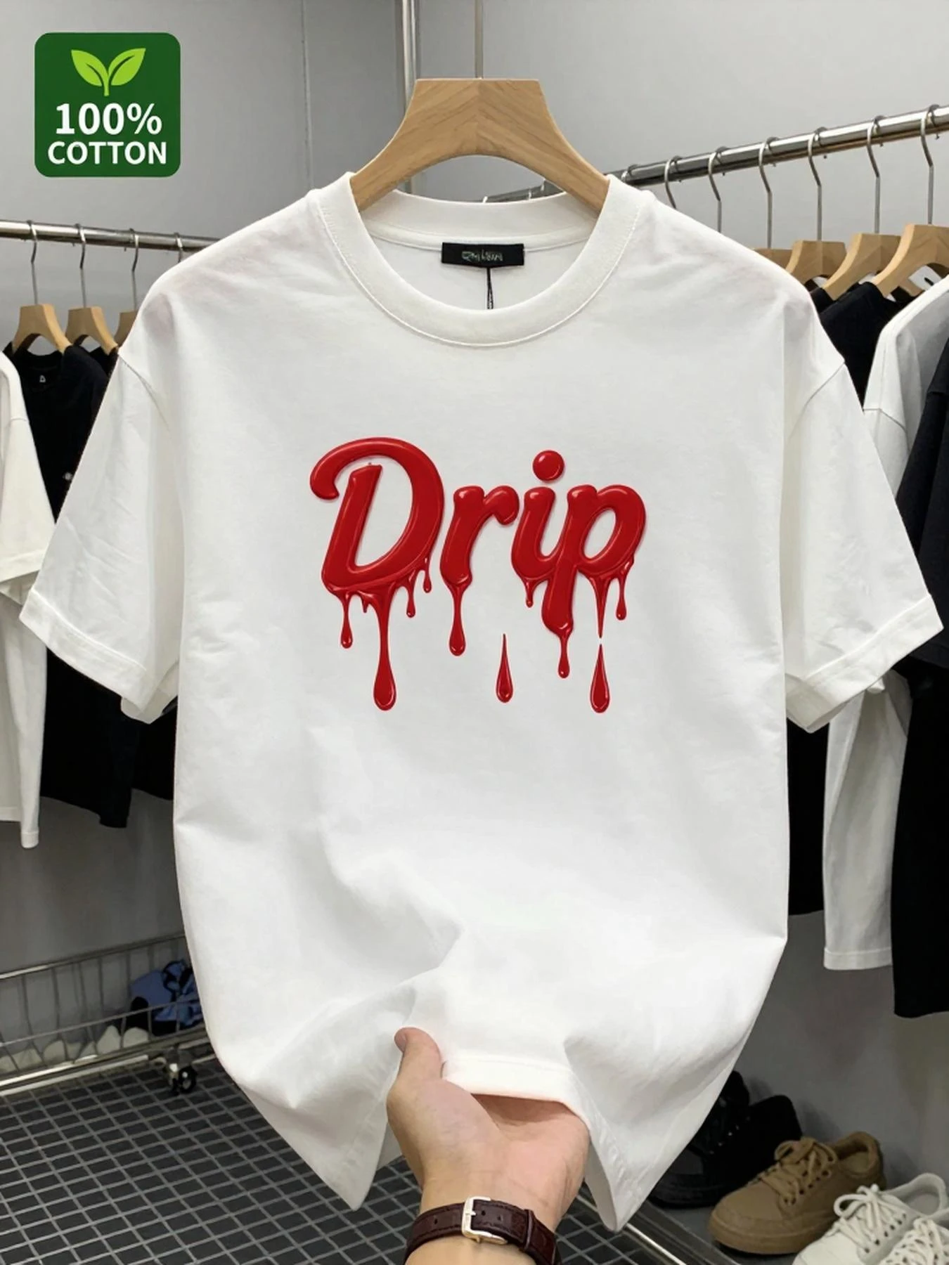 High-quality Men's Summer New Thick Pure Cotton T-shirt, with Printed Design, Stylish, Breathable, and Sweat-absorbing
High-quality Men's Summer New Thick Pure Cotton T-shirt, with Printed Design, Stylish, Breathable, and Sweat-absorbing