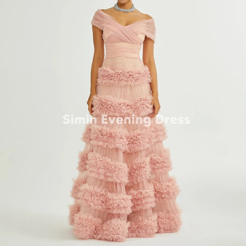Simin Women's Tulle Off-the-shoulder Tierde A Line Floor-Length Evening Dresses With Short Sleeve Formal Prom Gown Elegant 2025
Simin Women's Tulle Off-the-shoulder Tierde A Line Floor-Length Evening Dresses With Short Sleeve Formal Prom Gown Elegant 2025
