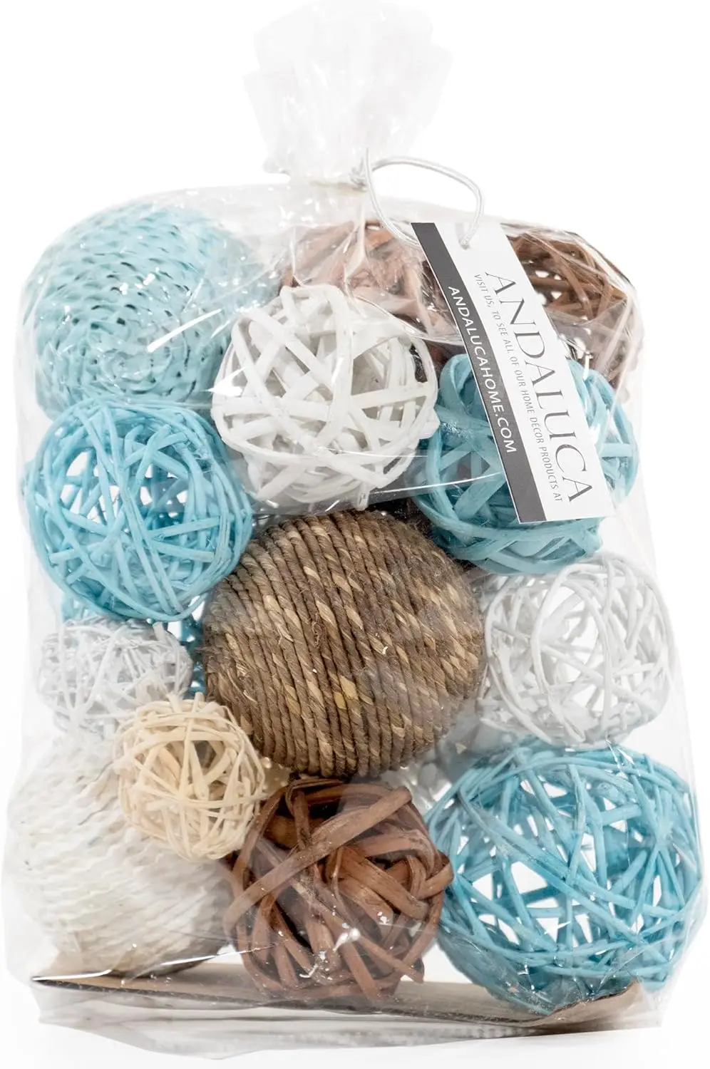 Decorative Vase Filler Bag with Rattan Orbs & Balls, Aqua Blue
Decorative Vase Filler Bag with Rattan Orbs & Balls, Aqua Blue