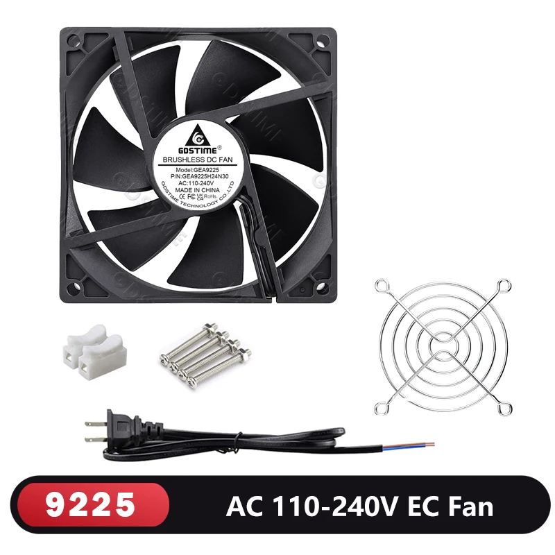 100Pieces Gdstime EC Motor 92mm Fan AC 110V 115V 220V 240V Axial Cooling Cooler 2.5W 2400RPM Sleeve Bearing
100Pieces Gdstime EC Motor 92mm Fan AC 110V 115V 220V 240V Axial Cooling Cooler 2.5W 2400RPM Sleeve Bearing