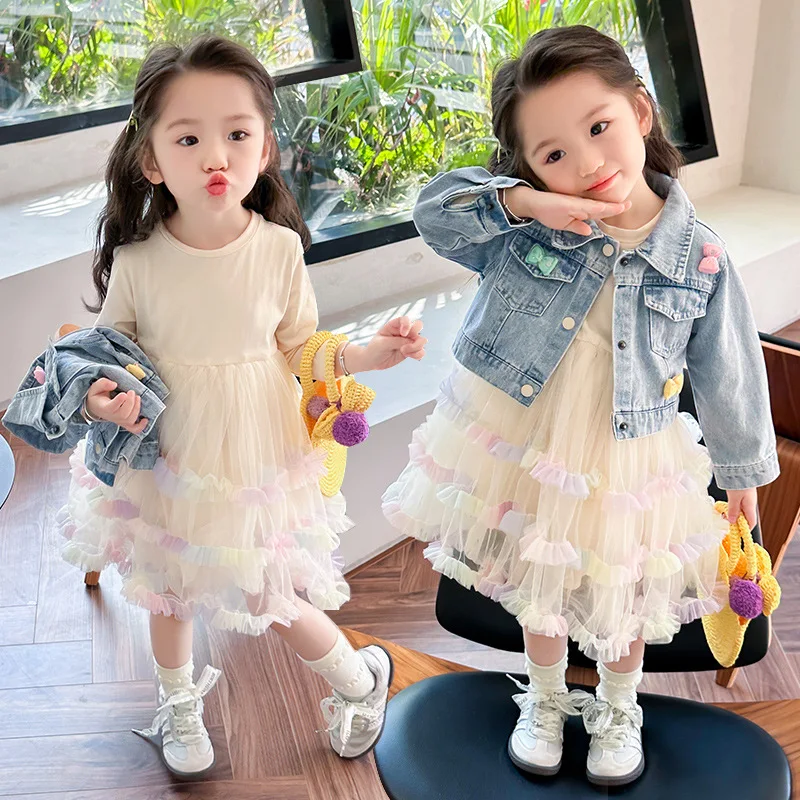 Girls' Suit with Bow Denim Gauze Skirt Suit New Style Fashionable Children's Two-piece Outer Wear Set Children's Sets
Girls' Suit with Bow Denim Gauze Skirt Suit New Style Fashionable Children's Two-piece Outer Wear Set Children's Sets