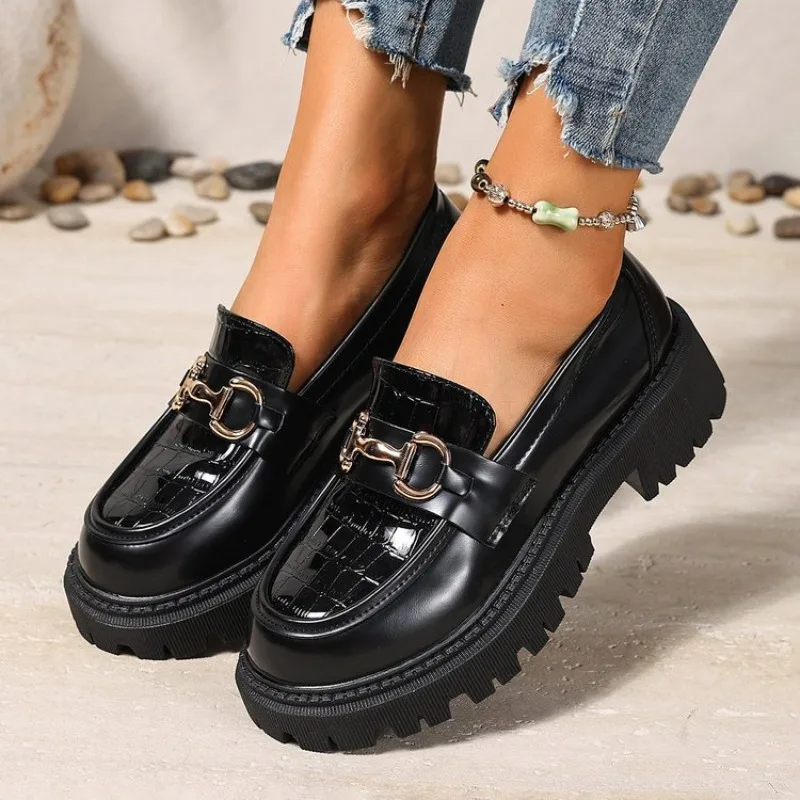 2026 New Arrival Women's Versatile Round Toe Loafers Genuine Leather Thick Sole Slip On Black Single Shoes
2026 New Arrival Women's Versatile Round Toe Loafers Genuine Leather Thick Sole Slip On Black Single Shoes