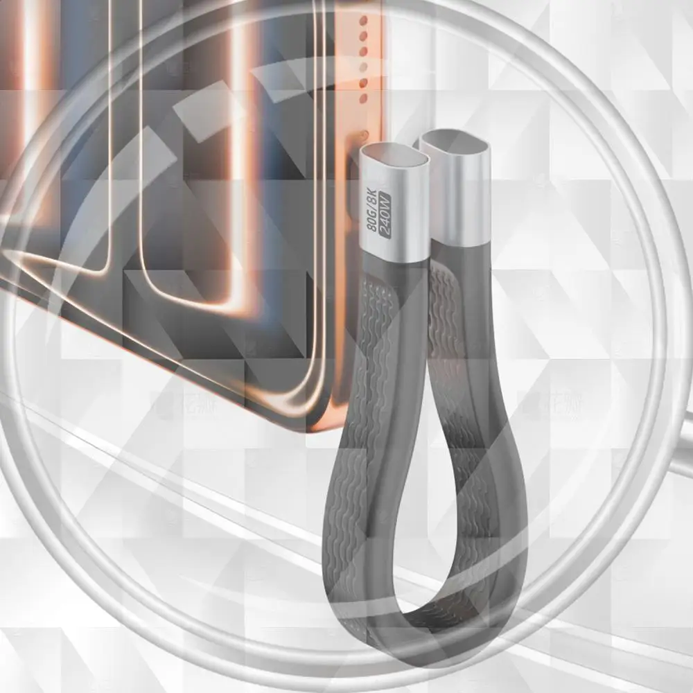 Type-C Soft Flat Cable 240W 8K 60HZ USB4 Short Charging Line 80Gbps Data Transfer Fast Charging Short Cable 90 Degree Side Bend
Type-C Soft Flat Cable 240W 8K 60HZ USB4 Short Charging Line 80Gbps Data Transfer Fast Charging Short Cable 90 Degree Side Bend