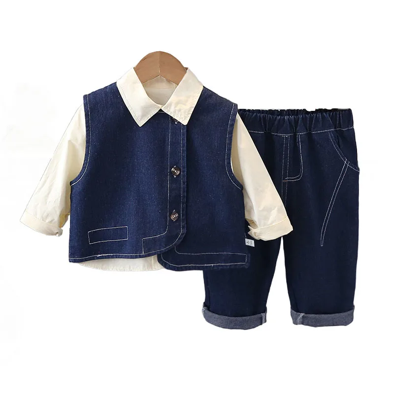 Baby Boys Autumn Clothes Set 2024 Spring Elegant Solid Color O-neck Button Sleeveless Denim Vest + Shirts + Pants Kids Outfits
Baby Boys Autumn Clothes Set 2024 Spring Elegant Solid Color O-neck Button Sleeveless Denim Vest + Shirts + Pants Kids Outfits