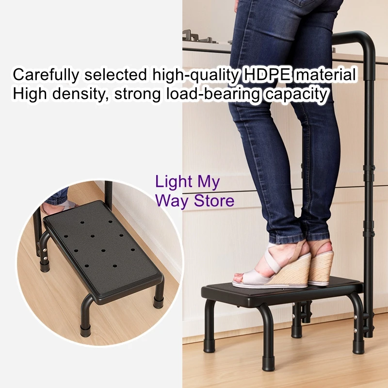 Footstool cabinet mat for elderly and children, high toilet bedside mat, single-layer footstool with handrails 
Footstool cabinet mat for elderly and children, high toilet bedside mat, single-layer footstool with handrails