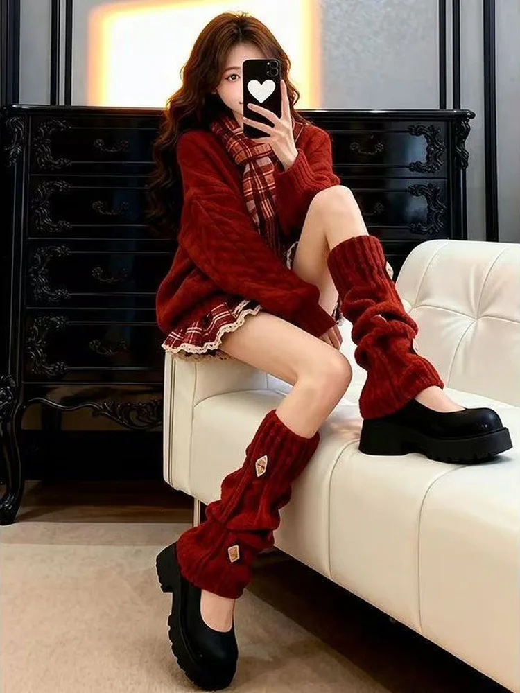 Red Knitted Sweater And ort Skirt Two-Piece Set Women's Faion Sweet Lace Cross Year Cisas Winter New Sle
Red Knitted Sweater And ort Skirt Two-Piece Set Women's Faion Sweet Lace Cross Year Cisas Winter New Sle
