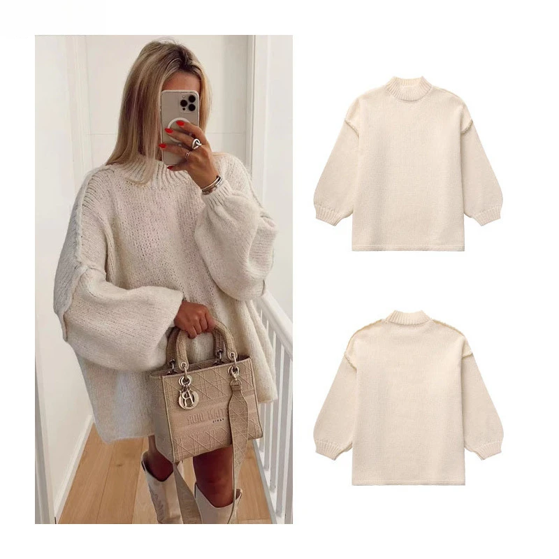 Fashion Round Neck Knitted Jumper For Women 2025 Autumn Long Lantern Sleeve Sweater Female Hight Street Warm Lady Chic Pullover
Fashion Round Neck Knitted Jumper For Women 2025 Autumn Long Lantern Sleeve Sweater Female Hight Street Warm Lady Chic Pullover