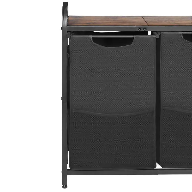 Dual Compartment Washing Bin 28" x 13" x 29" For Bedroom Laundry Room Dormitory, Wooden Top Shelf Pull-out Oxford Bags Metal Frame Freestanding Rectangular Design Large Capacity Organization Storage Unit
Dual Compartment Washing Bin 28" x 13" x 29" For Bedroom Laundry Room Dormitory, Wooden Top Shelf Pull-out Oxford Bags Metal Frame Freestanding Rectangular Design Large Capacity Organization Storage Unit