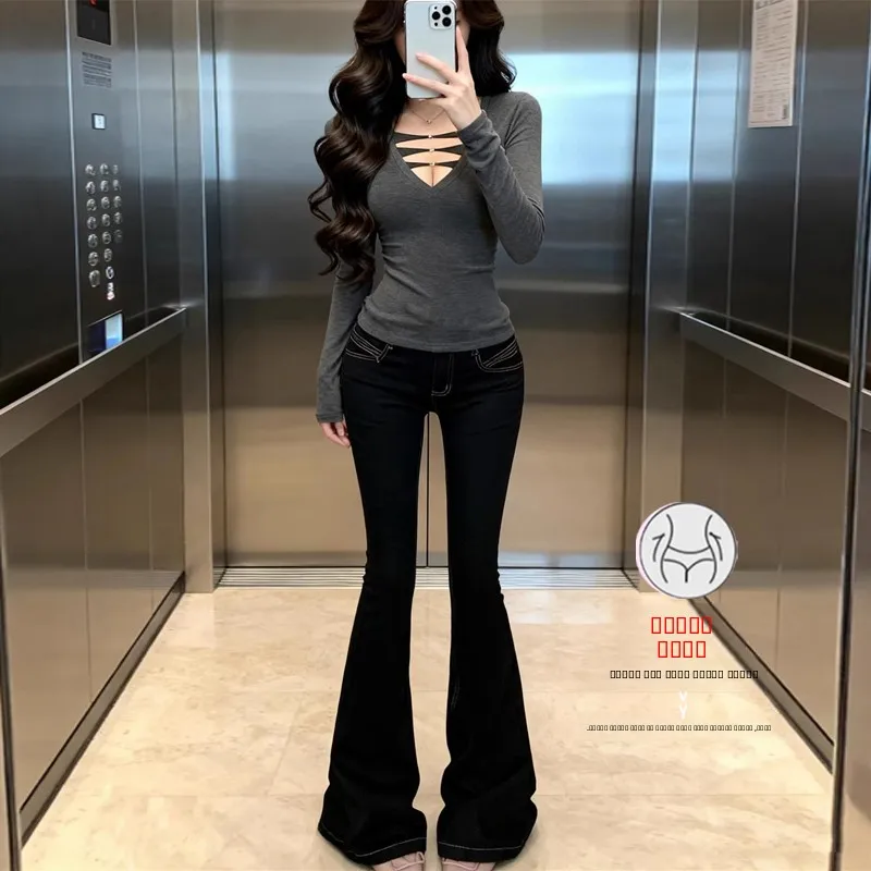 Sexy Slim Fit Low Waist Bell Bottom Jeans Women's Autumn Winter Long Pants High Elasticity Black Vintage Casual Jeans
Sexy Slim Fit Low Waist Bell Bottom Jeans Women's Autumn Winter Long Pants High Elasticity Black Vintage Casual Jeans